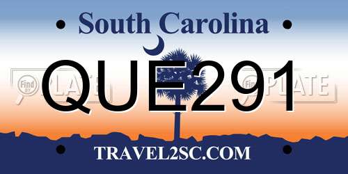 QUE291 South Carolina License Plate