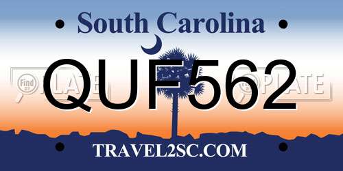 QUF562 South Carolina License Plate