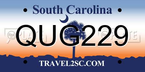 QUG229 South Carolina License Plate