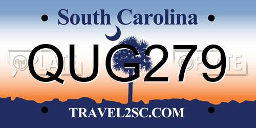 QUG279 South Carolina License Plate