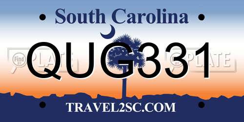 QUG331 South Carolina License Plate