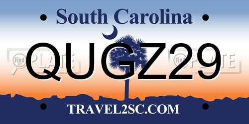 QUGZ29 South Carolina License Plate