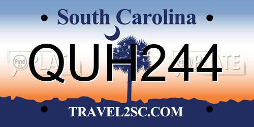 QUH244 South Carolina License Plate