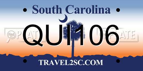 QUI106 South Carolina License Plate