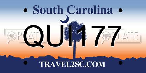 QUI177 South Carolina License Plate