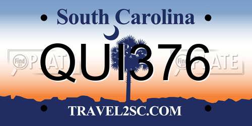 QUI376 South Carolina License Plate
