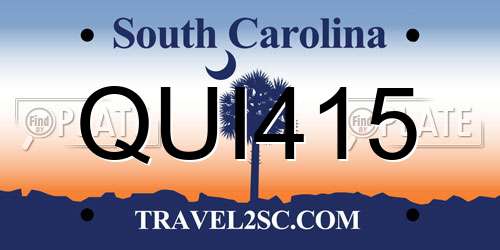 QUI415 South Carolina License Plate