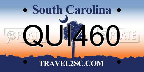 QUI460 South Carolina License Plate