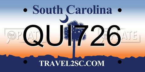 QUI726 South Carolina License Plate