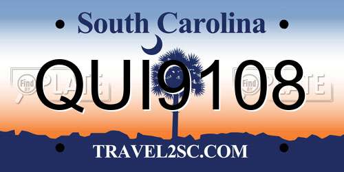 QUI9108 South Carolina License Plate