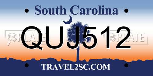 QUJ512 South Carolina License Plate