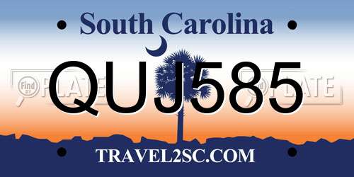 QUJ585 South Carolina License Plate