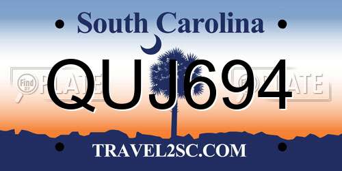 QUJ694 South Carolina License Plate