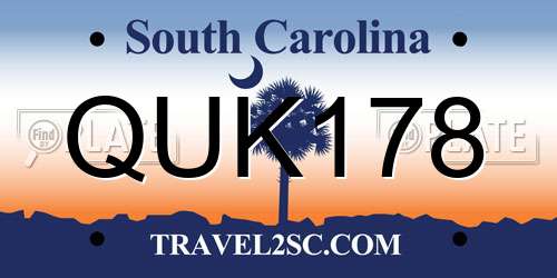 QUK178 South Carolina License Plate