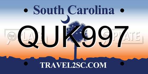 QUK997 South Carolina License Plate