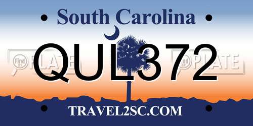QUL372 South Carolina License Plate