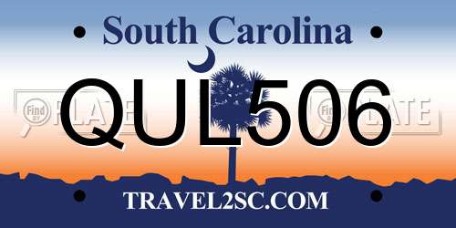 QUL506 South Carolina License Plate