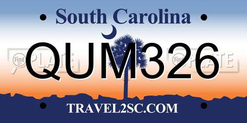 QUM326 South Carolina License Plate