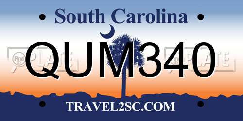 QUM340 South Carolina License Plate