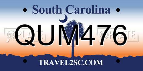QUM476 South Carolina License Plate