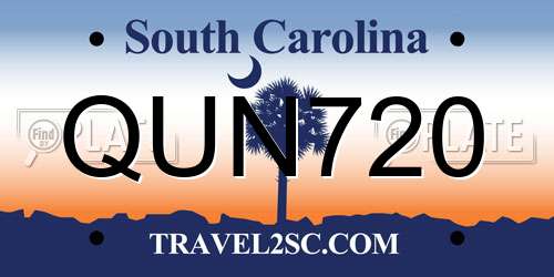 QUN720 South Carolina License Plate