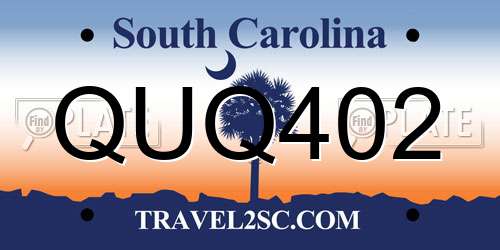 QUQ402 South Carolina License Plate