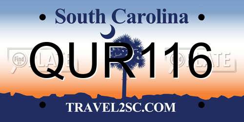 QUR116 South Carolina License Plate