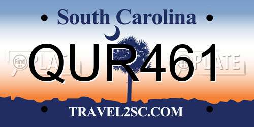 QUR461 South Carolina License Plate