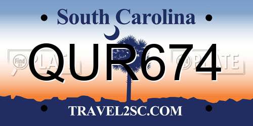 QUR674 South Carolina License Plate