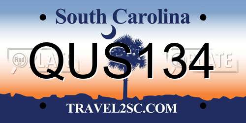 QUS134 South Carolina License Plate