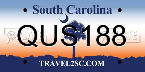 QUS188 South Carolina License Plate