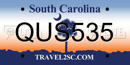 QUS535 South Carolina License Plate