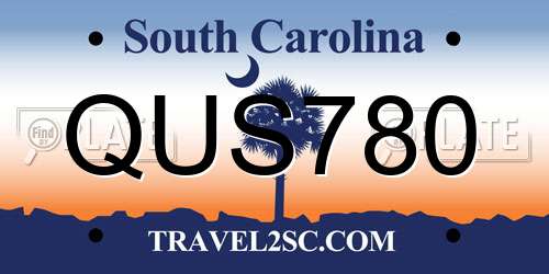 QUS780 South Carolina License Plate