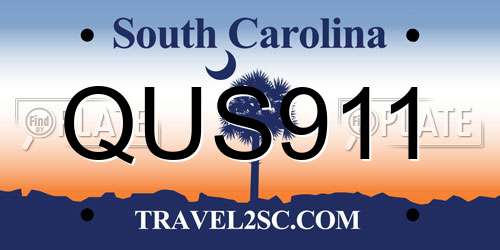 QUS911 South Carolina License Plate