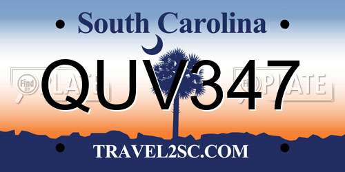 QUV347 South Carolina License Plate