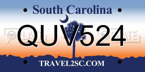 QUV524 South Carolina License Plate