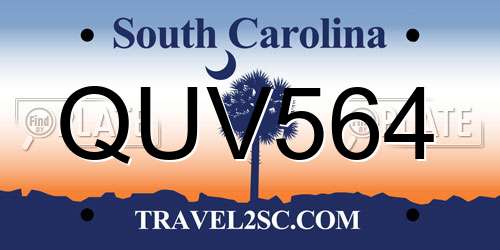 QUV564 South Carolina License Plate