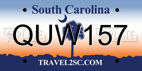 QUW157 South Carolina License Plate
