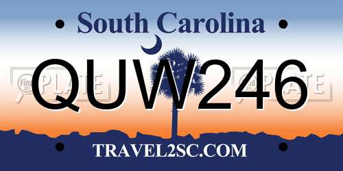 QUW246 South Carolina License Plate