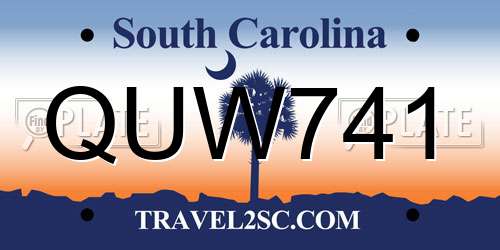 QUW741 South Carolina License Plate