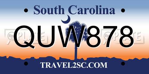 QUW878 South Carolina License Plate