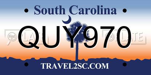 QUY970 South Carolina License Plate