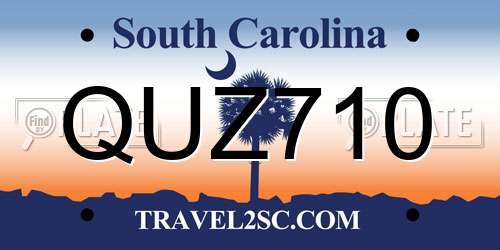 QUZ710 South Carolina License Plate