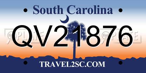 QV21876 South Carolina License Plate
