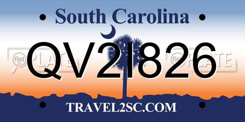 QV2I826 South Carolina License Plate