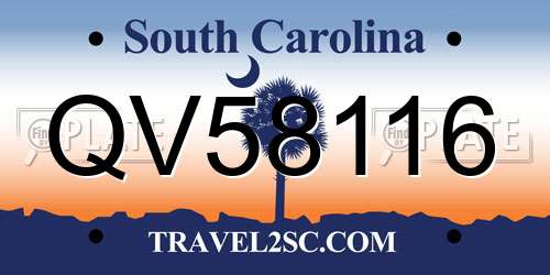 QV58116 South Carolina License Plate