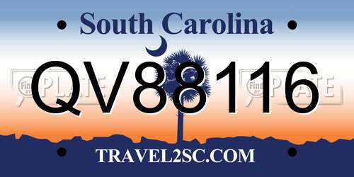 QV88116 South Carolina License Plate