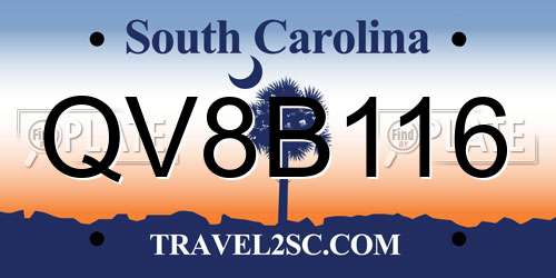 QV8B116 South Carolina License Plate