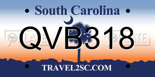 QVB318 South Carolina License Plate