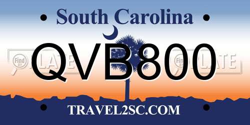 QVB800 South Carolina License Plate